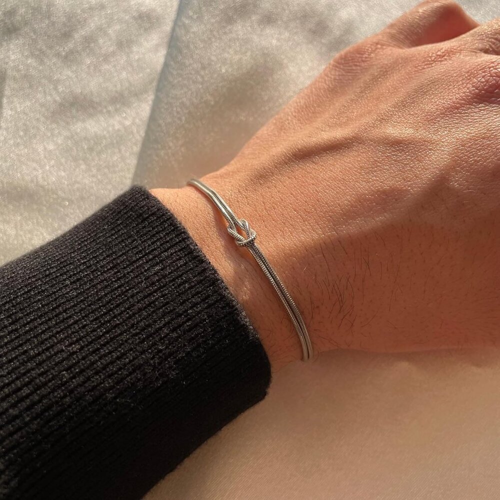 Matching Couple Bracelets Gold & Silver Stainless Steel Love Knot Jewelry - Picture 4 of 8